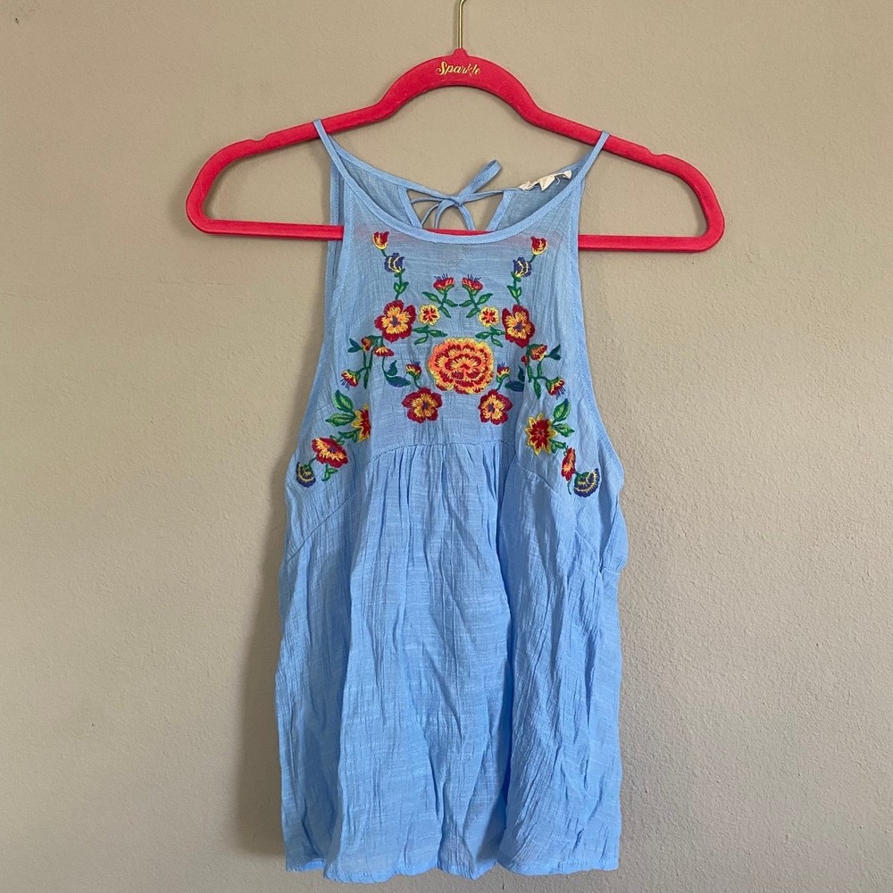 Floral Embroidered High Neck Cami